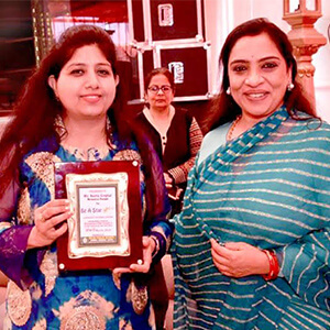Felicitated by Kr. Ritu Singh, trustee DPS (Jammu and Katra)
