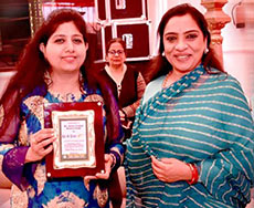 Felicitated by Kr. Ritu Singh, trustee DPS ( Jammu and Katra)